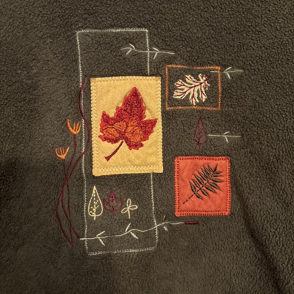 Woolrich Vintage 90's women's Green Fleece Fall Theme Blanket Stitching Shirt M - Picture 3 of 6